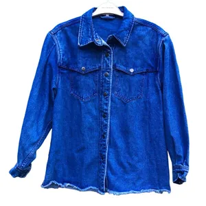 Main Strip Women’s Size Large Blue Button Down Denim Jacket v6x thumbnail 1