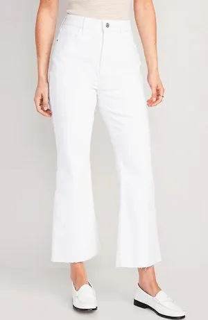Old Navy Higher High-Waisted Cropped White-Wash Cut-Off Flare Jeans TALL* thumbnail 1