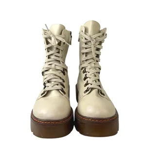 Sam Edelman Circus Sanders Ivory White Leather Round Toe Lace Up Combat Boots 11 thumbnail 2