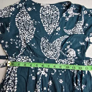 Patrons of Peace‎ Teal Paisley Faux Wrap Maxi Dress Short Sleeve Small J2083F58 thumbnail 9