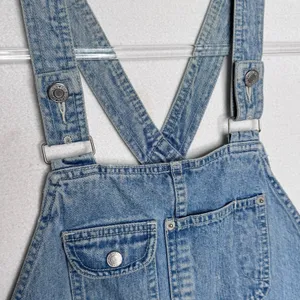 1990s Gap Denim Shortalls Overalls Light Wash Blue Made In Hong Kong Cotton M thumbnail 5