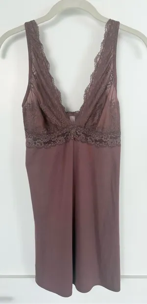 Gilligan & O’Malley lace slip dress chemise nightgown mauve lingerie S thumbnail 1