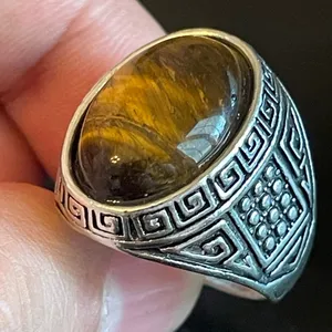 Tiger eye stone S925 silver ring size 8.75 thumbnail 7