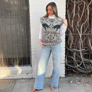 Ralph Lauren vintage 90s moose sweater vest 100% wool sz m thumbnail 2