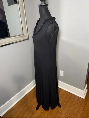 Josephine Chaus Beaded Neckline Black Minimalist Maxi Dress XL. thumbnail 4