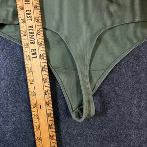 Abercrombie & Fitch Soft AF Ribbed Bodysuit Olive Green‎ Square Neck Large thumbnail 5