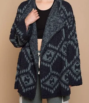 POL Oversized Aztec Chunky Knit Cardigan thumbnail 9