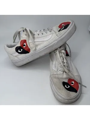 Vans CDG White Low Women's 8.5 Men's 7 Sneakers Shoes Commes De Garçon thumbnail 2
