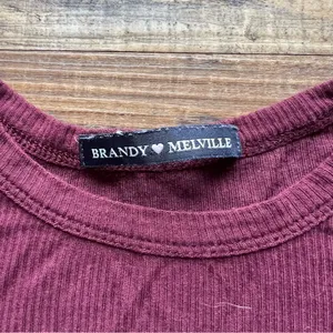 Brandy Melville Womens Burgundy Long Sleeve Shirt Soft Stretch One Size thumbnail 3