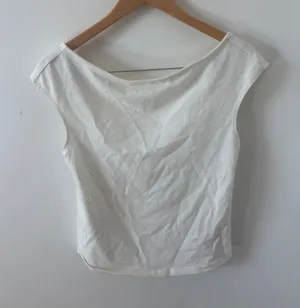 Reformation Ivory Organic Cotton Low Open Back Cap Sleeve Top Large thumbnail 1