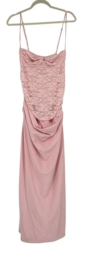 Peppermayo‎ Romy Maxi Dress Pink Lace Bustier Size 12 2XL Formal Coquette Gown thumbnail 1