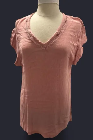 Buffalo David Bitton Pink Gauzy Cuffed Sleeve Tee thumbnail 1