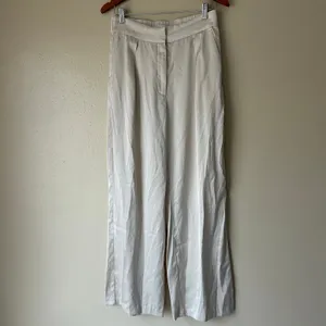 Abercrombie and Fitch Cream Silky High Rise Wide Leg Pants Size 10 thumbnail 5