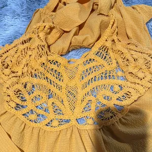Milk & Honey Yellow Sleeveless Ruffled Peplum Blouse thumbnail 5