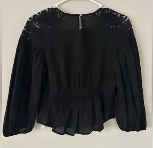 Free People Sweet Mornings Black Lace Blouse Top Size XS thumbnail 6