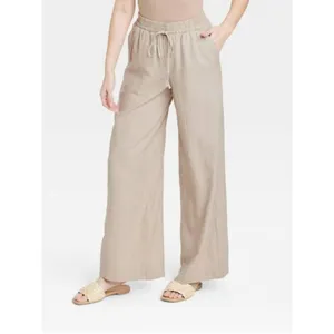 A New Day High-Rise Wide Leg Linen Pull-On Pants Beige thumbnail 4