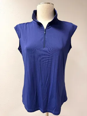 IBKUL Sleeveless Zip Polo Tank Blue Size L thumbnail 2