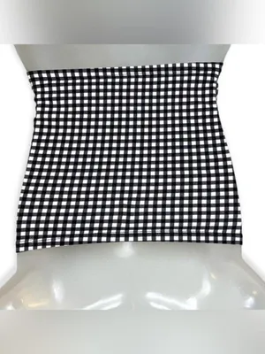 Me to We Gingham Lace Up Strapless Crop Top Black White Size S thumbnail 2