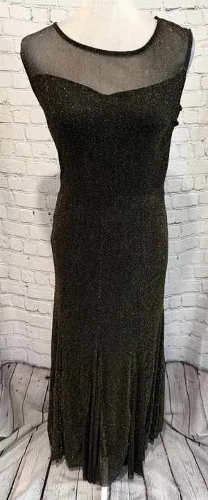 Candalite black and gold metallic sleeveless maxi formal dress Size Medium thumbnail 1