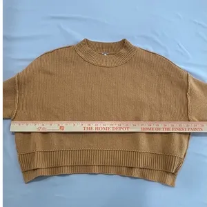 Free People Mustard Yellow‎ Ribbed Mock Neck Cropped Boxy Sweater thumbnail 5