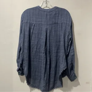 Free People Talk To‎ Me Popover Gauze Tunic Shirt Blouse XS sheer blue Boho thumbnail 10