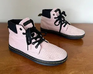 Dr Martens • Maelly WC ankle boot pink waffle texture canvas sneaker flat sole thumbnail 1