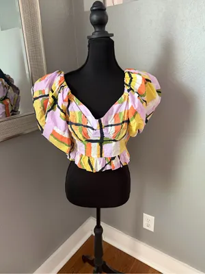 Cleobella x Anthropologie Organic Cotton Artsy Boho Crop Puff Sleeve Small thumbnail 2