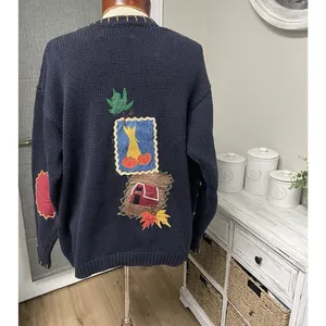 VTG Sharon Young Barn Fall Design Sweater Cardigan Sz Medium Cottagecore thumbnail 2