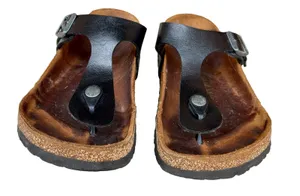 Birkenstock Ramses Black Leather Thong Sandals Sz 38 Flip Flop Gizeh Style thumbnail 1