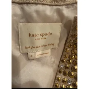 Kate‎ Spade New York Gold Metallic Linen Studded Sheath Dress NJMU1225 Womens 4 thumbnail 7