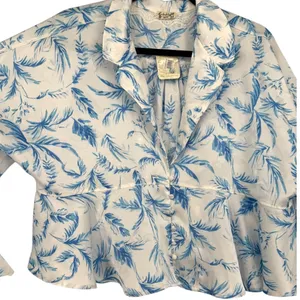 NWT Free People Beauty Sleep Pajama Top Satin Floral Print Button Up‎ Size XL thumbnail 8