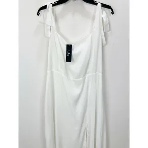 Lulus Summer Invite White Tie-Strap Tiered Midi Dress Wedding Bridal XL NWT thumbnail 7