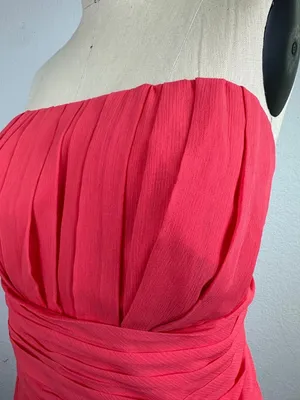 David's Bridal Strapless Chiffon Cocktail Mid Dress Red Size 16 thumbnail 6