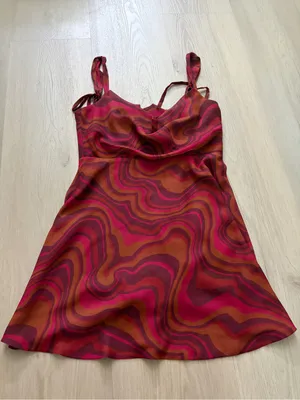 For Love & Lemons Burgundy Swirl Cowl Neck Mini Dress thumbnail 2