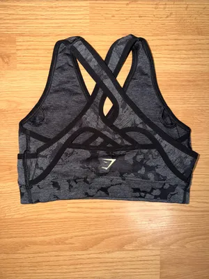 Gymshark Gray Camo Cross-Back Seamless Sports Bra thumbnail 2