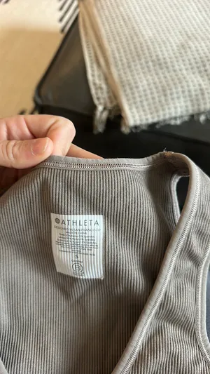 Athleta Ribbed Crop Tank in Taupe thumbnail 6