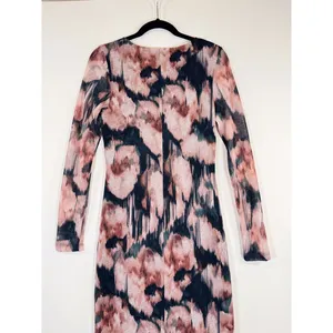 Abercrombie Fitch Dress Black Midi Bodycon Abstract Cutout Long Sleeve Medium thumbnail 9