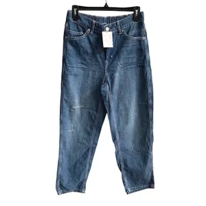 Free People Chloe Baby Barrel Jeans Women Small Blue Boho Elastic Back Cotton‎ thumbnail 4