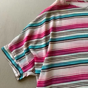 Y2K Era colorful striped oversized sheer dolman sleeve top thumbnail 3