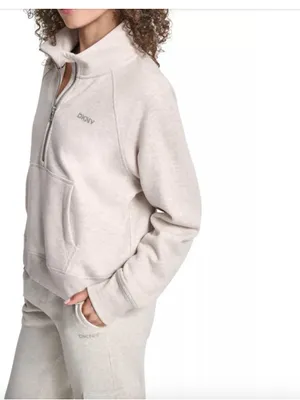 DKNY Sport Embroidered Logo Half Zip Pullover with Kanga Pocket Size XSmall thumbnail 6