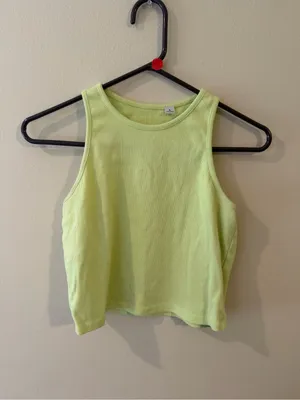 University Tees Classic Ribbed Crop Tank Top in Lime thumbnail 2