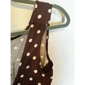 Ann Taylor Square Neck Polka Dot Layering Tank Top Rich Walnut Brown Size S NWT thumbnail 6