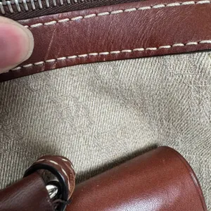 Dooney & Bourke Double Pocket Tote Tan Monogram Brown Leather HandBag Classic thumbnail 3