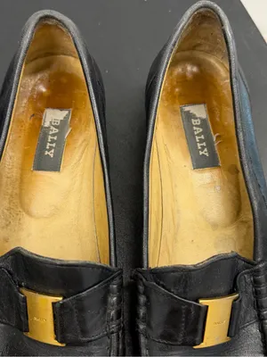 Bally Tempest Black Leather Loafers Well Loved Size 8.5 thumbnail 5