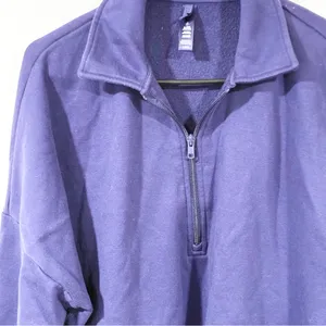 Skims Cotton Fleece Oversized Quarter Zip Pullover Sweatshirt Purple Size Large thumbnail 2