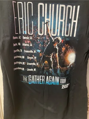 Fruit of the Loom Black Eric Church 'The Gather Again Tour 2021' Graphic Tee thumbnail 3