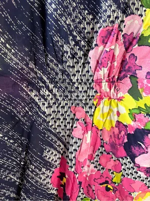 Koi by Kathy Peterson Floral Colorful Cotton Scrub Top Medium thumbnail 8