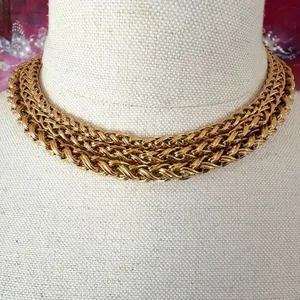 Liz Claiborne LCI Gold Tone Multi Strand Chain Necklace Statement Chunky thumbnail 2