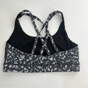 Lululemon Energy Bra Medium‎ Support, B-D Cup Urban Block Ice Grey Black sz 6 thumbnail 3