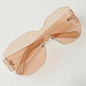 FREE PEOPLE Sidetracked Rimless Sunglasses Retro 70’s Summer Beach Neutral RARE thumbnail 2